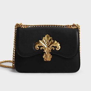 Black Gold Fleur De Lys Crossbody Bag